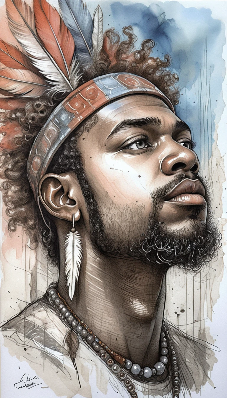 Serene close up portrait of a Black man with eyes closed