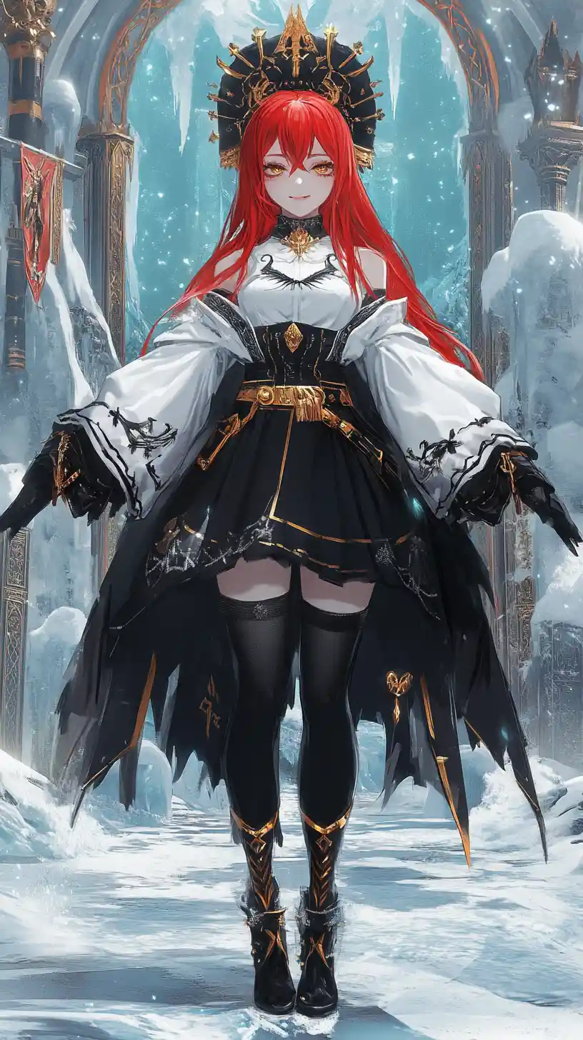 Anime girl warrior with hammer in crystal palace