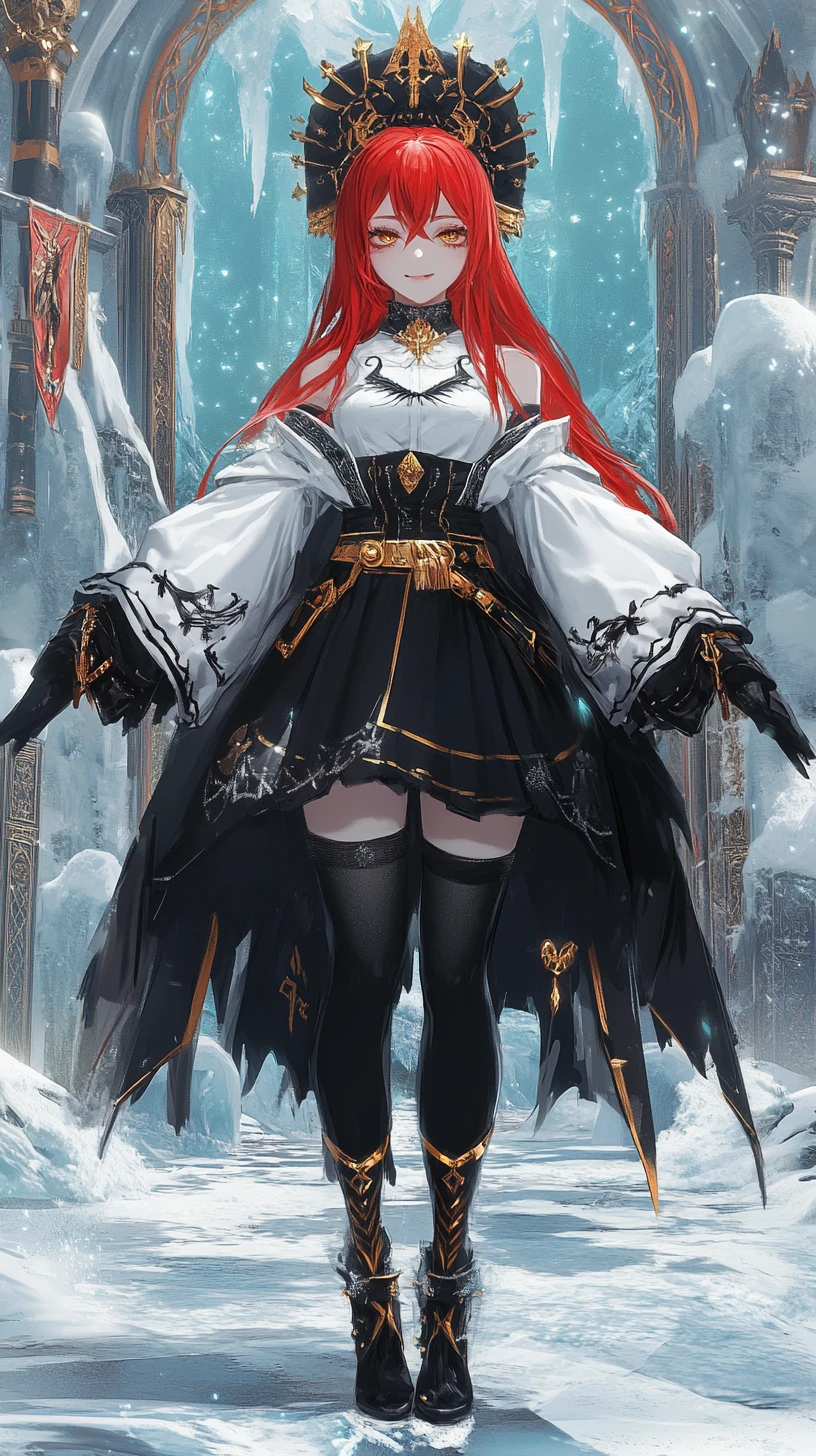Anime girl warrior with hammer in crystal palace