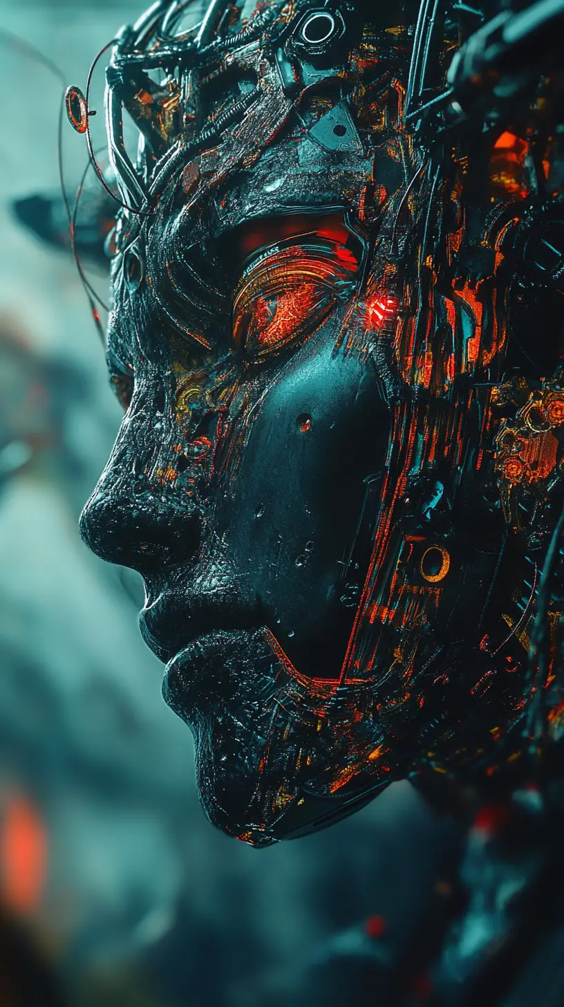 天體黑暗中賽博龐克外星人的超現實幻象