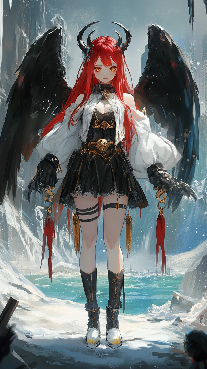 Red haired anime girl with war hammer in crystal palace