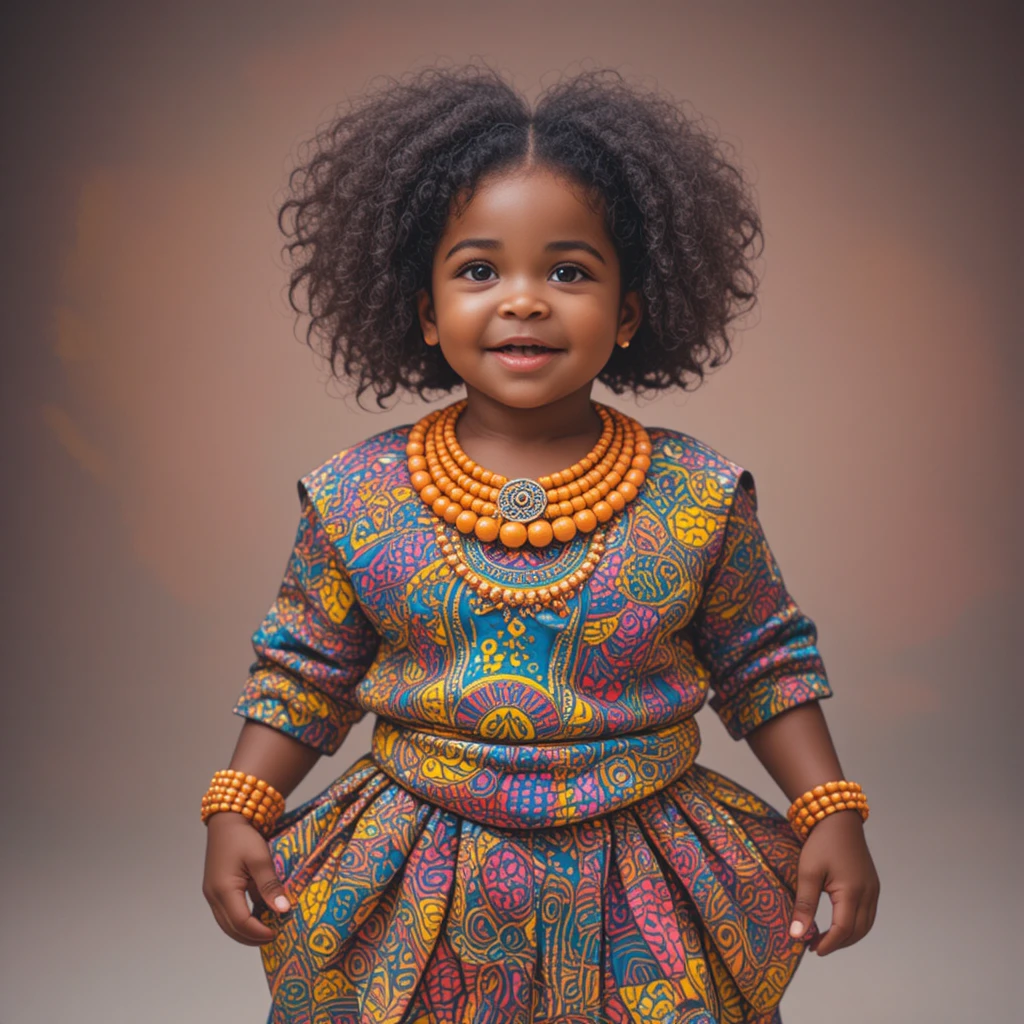 Bebê sorridente em vibrante traje tradicional Igbo