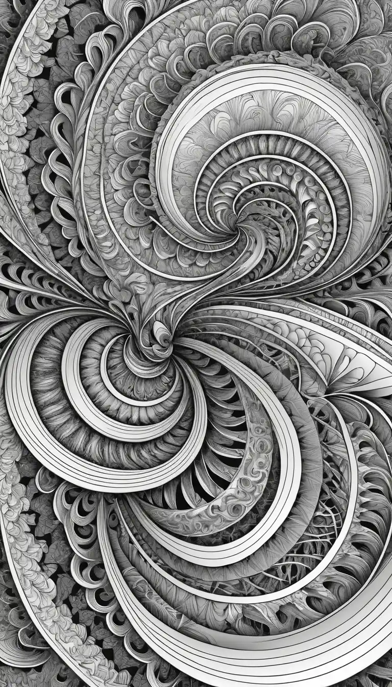 Padrão intrincado de arte linear abstrata em preto e branco