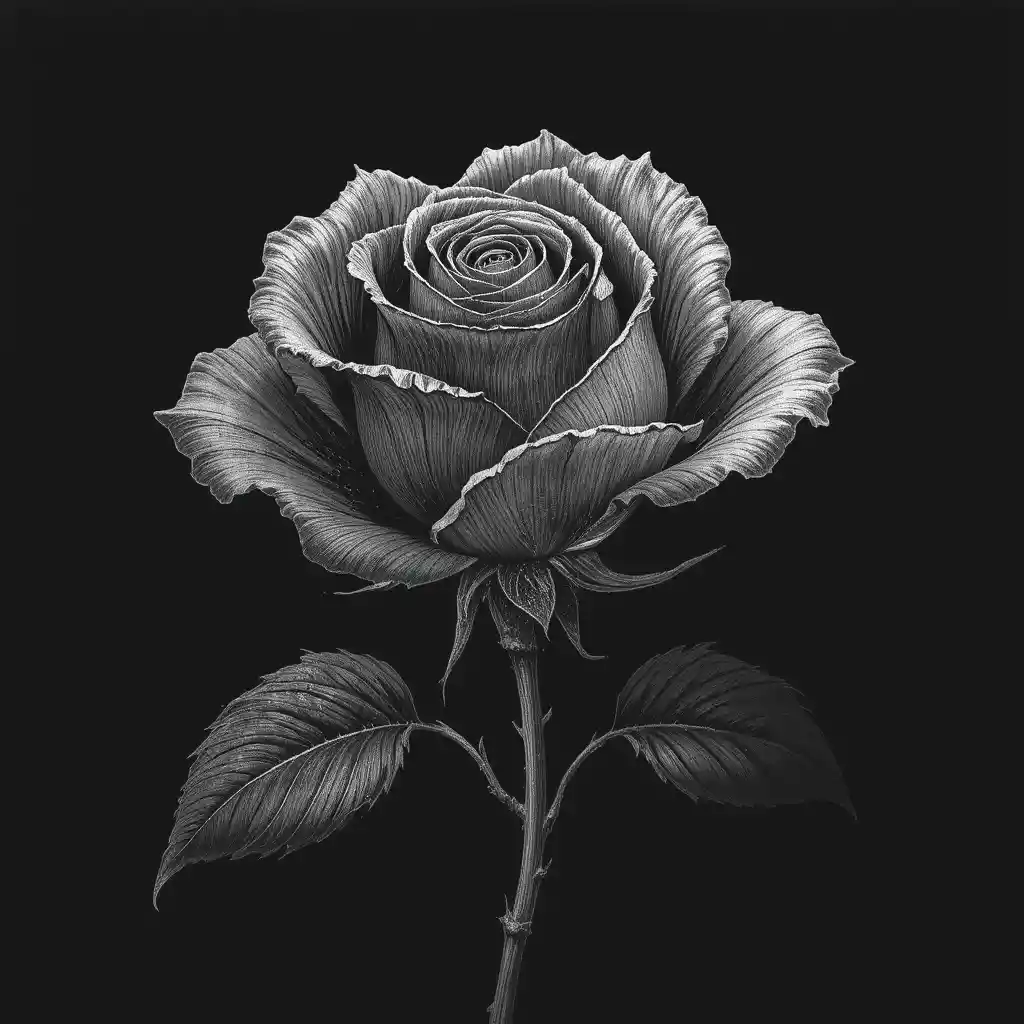 銀の光と闇に分かたれた彫刻の薔薇