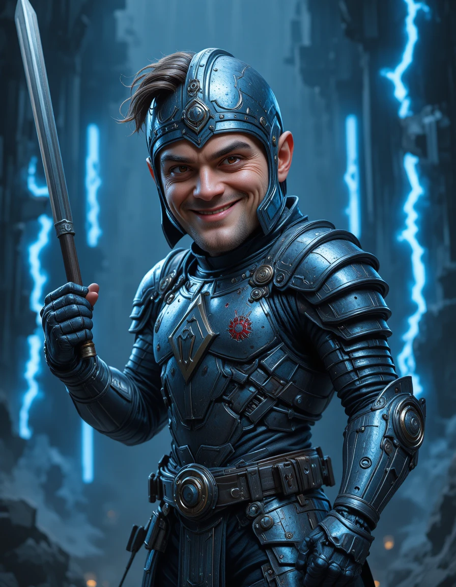Wütender gepanzerter Samurai-Krieger mit glühend roten Augen