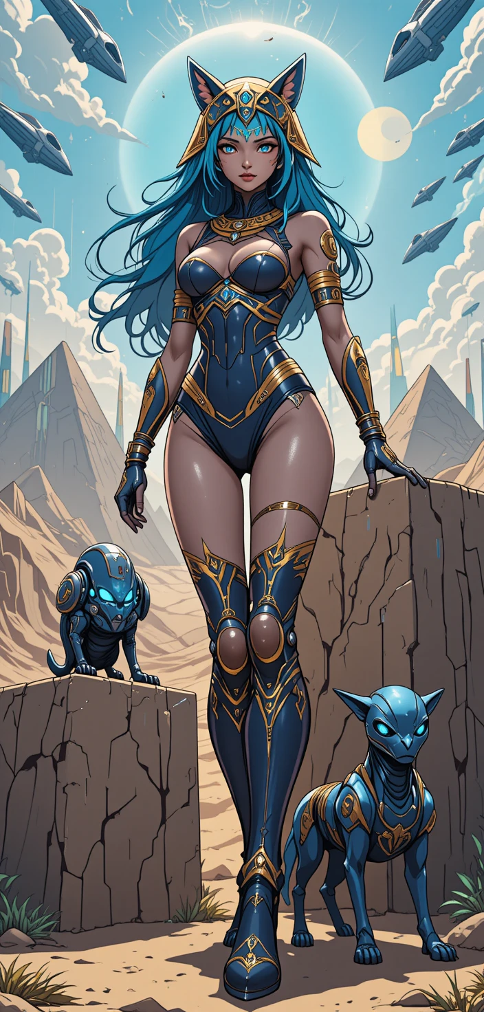Anime warrior woman with glowing runes in battle stance