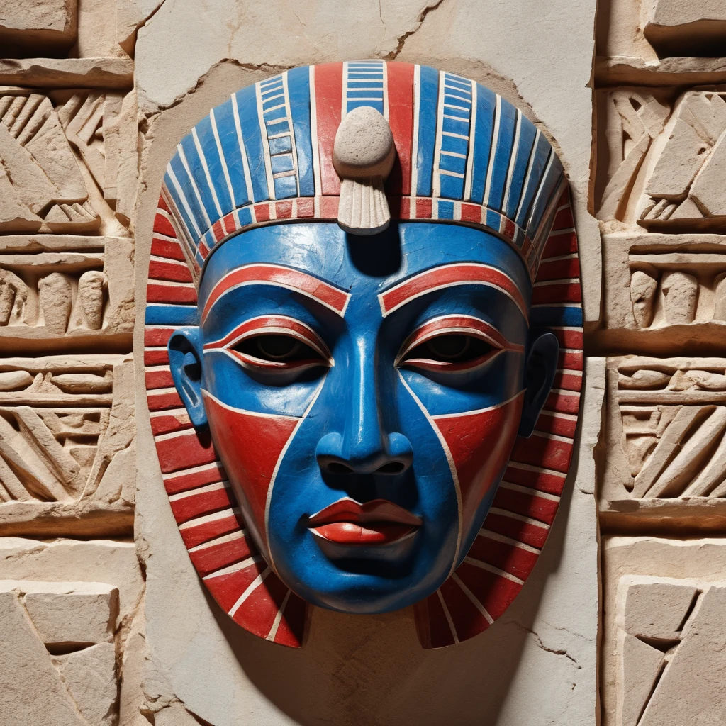 Ancient Split Mask With Contrasting Stone Textures