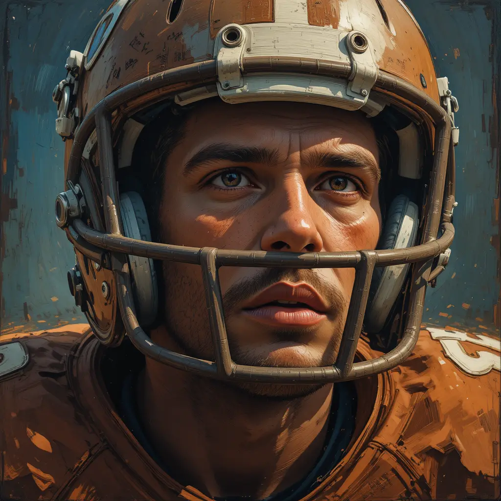 Malerisches Porträt eines American-Football-Spielers mit Helm