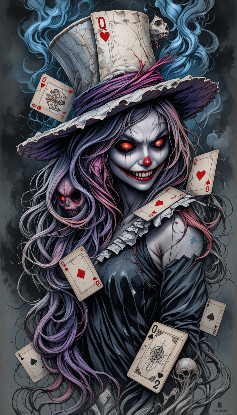 Dark fantasy woman with skull makeup and glowing eyes