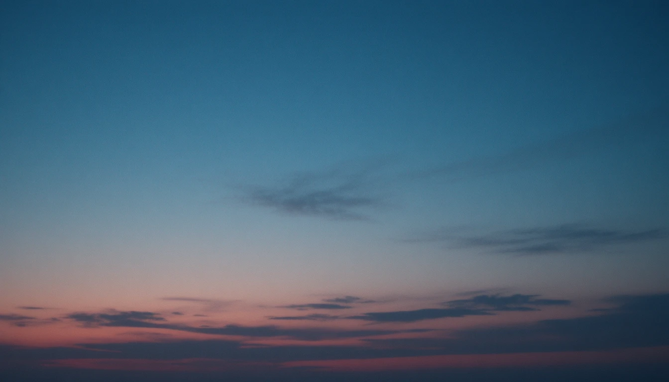 Dark Blue Gradient Sky With Thin Clouds Background