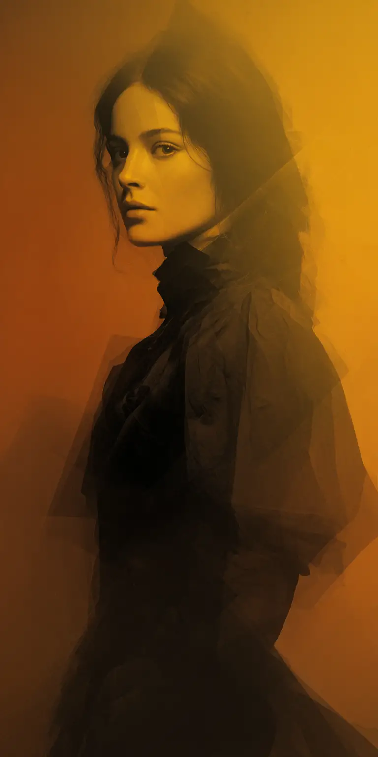 Contemporary woman portrait in a surreal Mona Lisa style