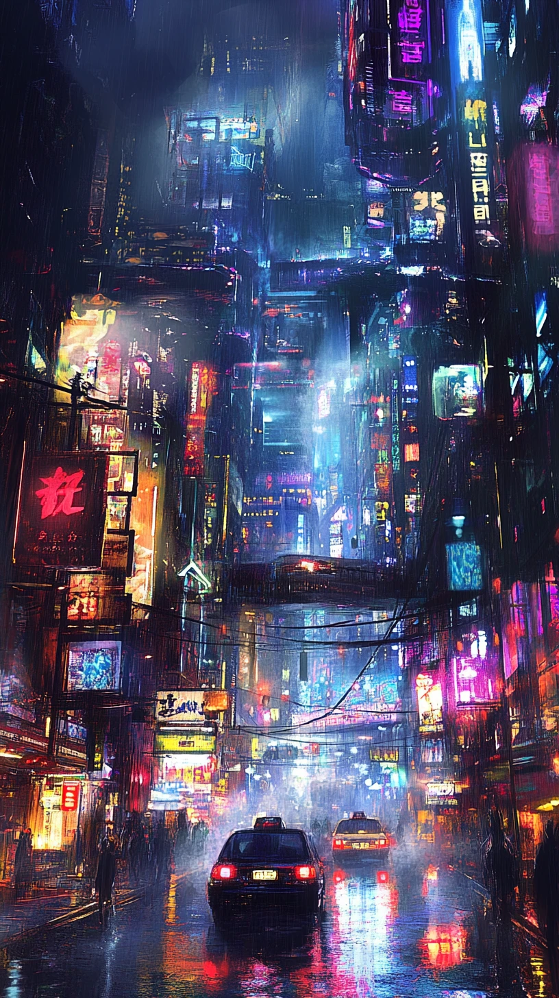 超現實賽博龐克城市景觀與夢幻扭曲建築