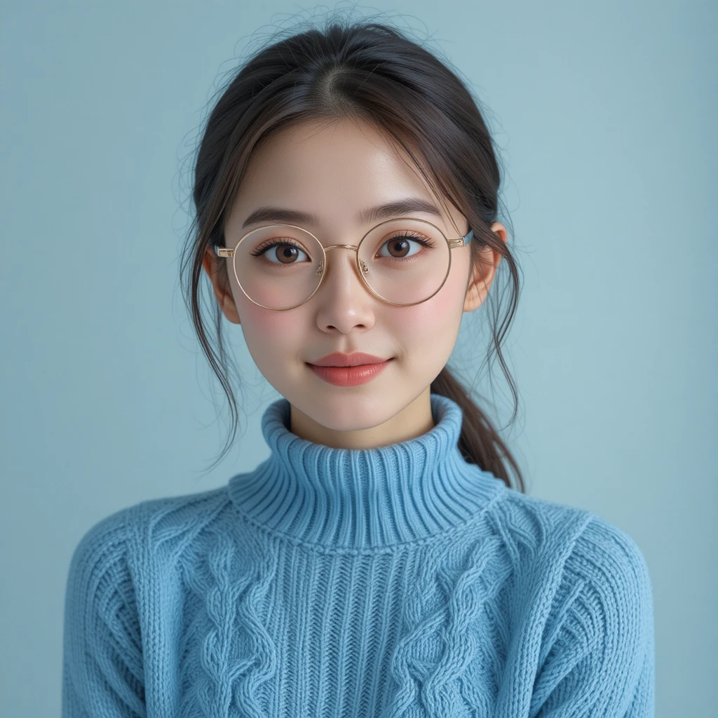 Young woman in glasses with gentle smile portrait