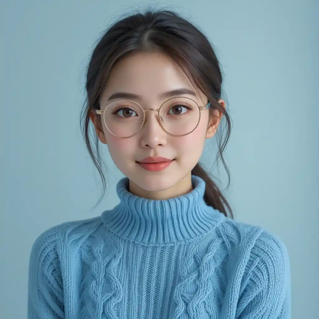 Young woman in glasses with gentle smile portrait