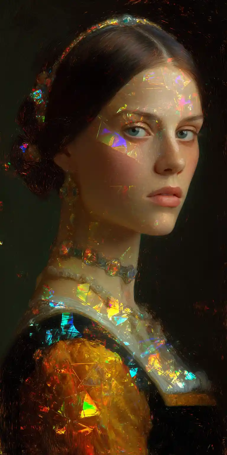 Digital portrait painting with surreal chemical color glow