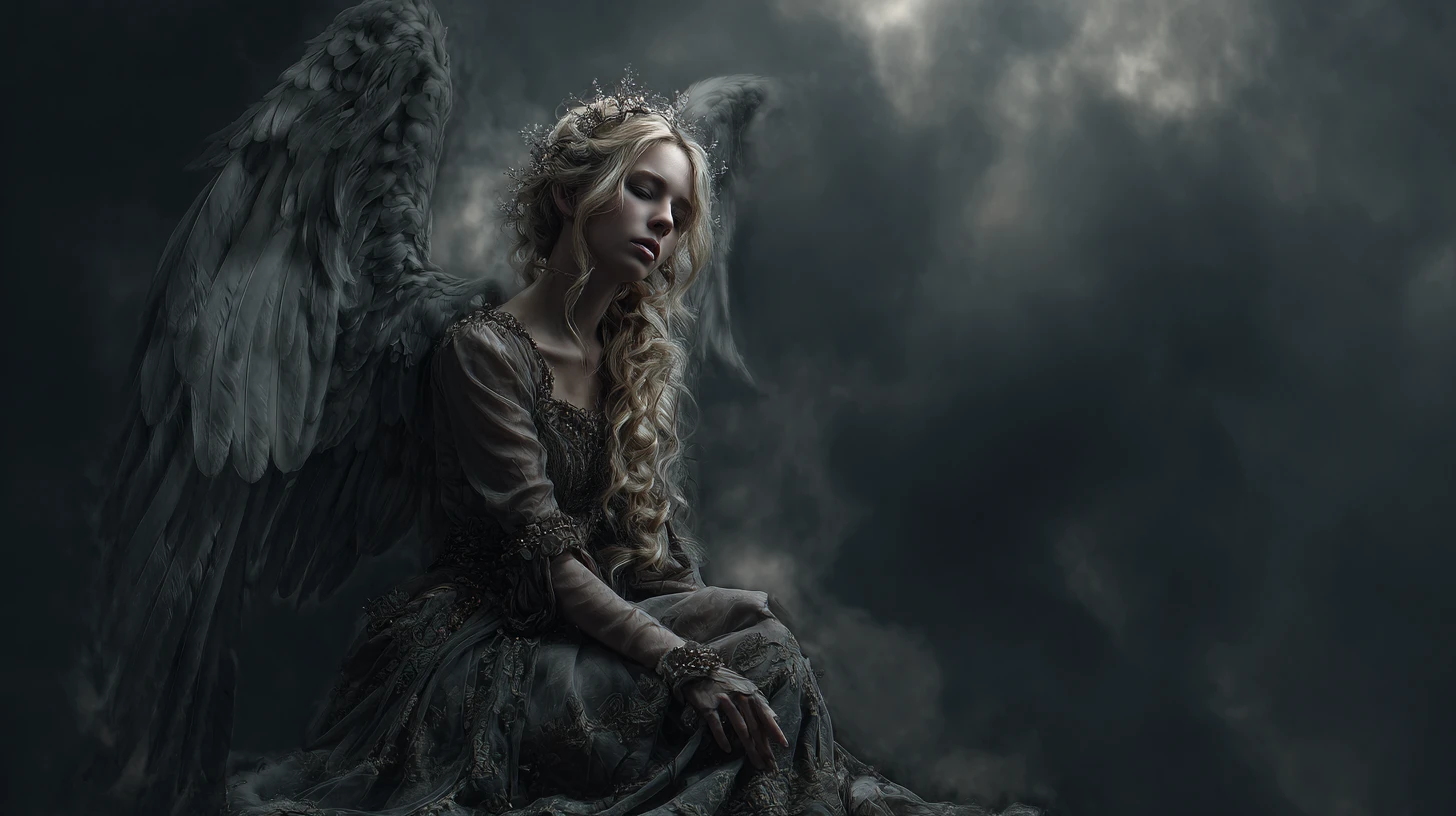 Signora celestiale del mondo che danza con gli angeli nella luce