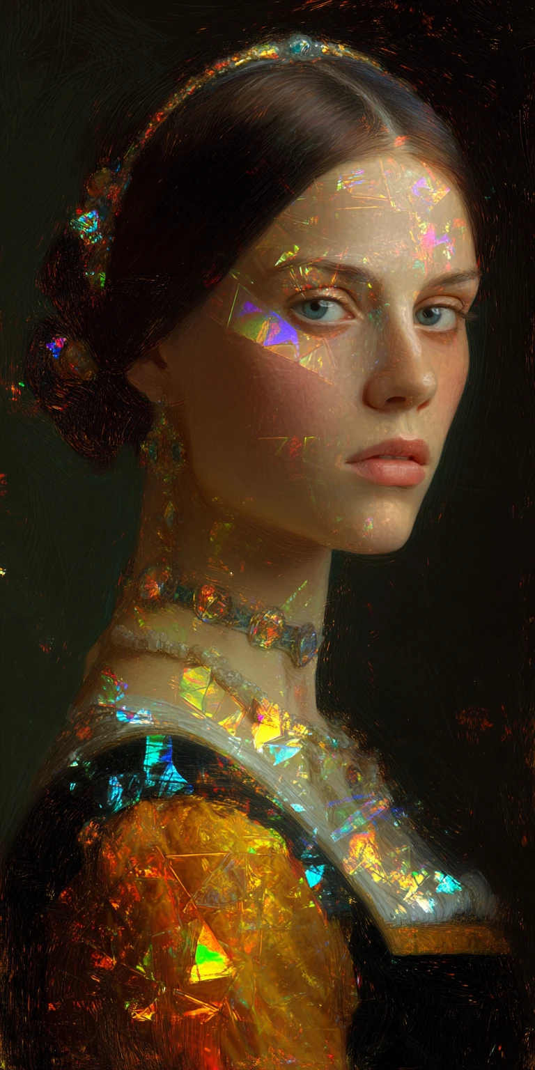 Digital portrait painting with surreal chemical color glow