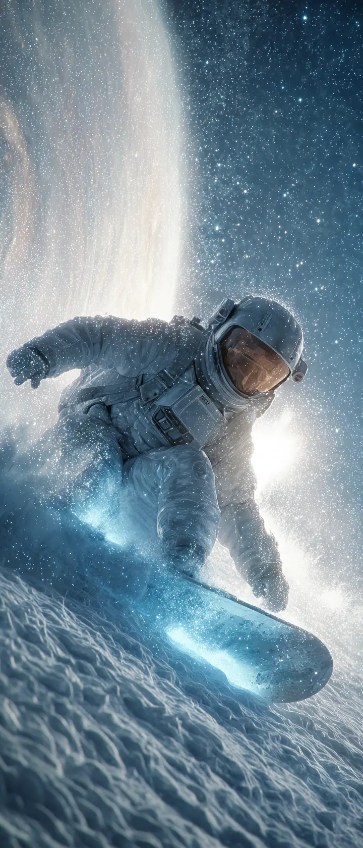 Astronaut Snowboarding Along The Rings Of Jupiter
