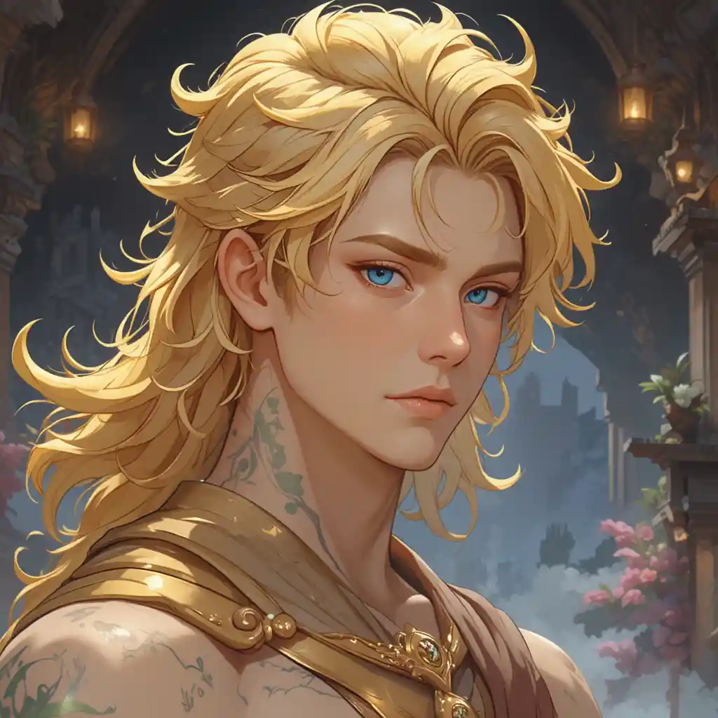 Young god of love in a colorful fantasy world