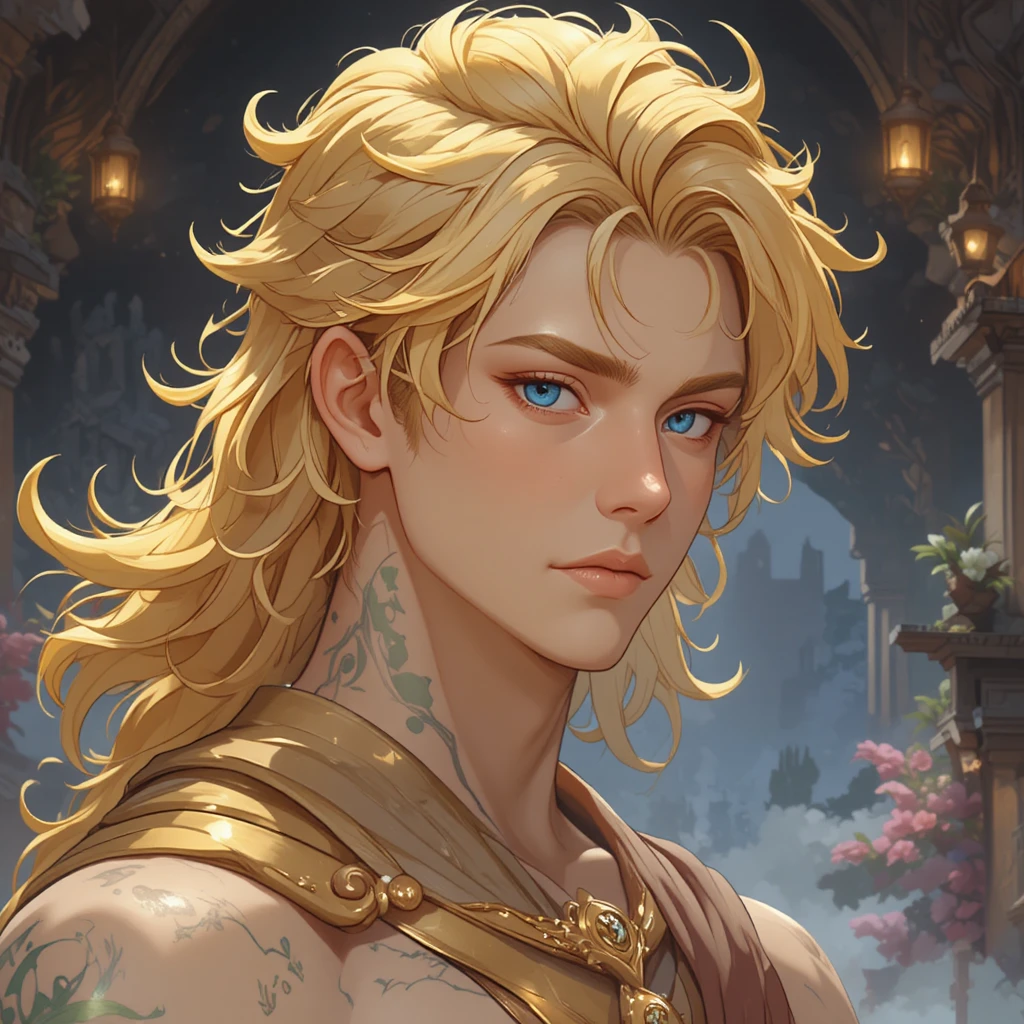 Young god of love in a colorful fantasy world