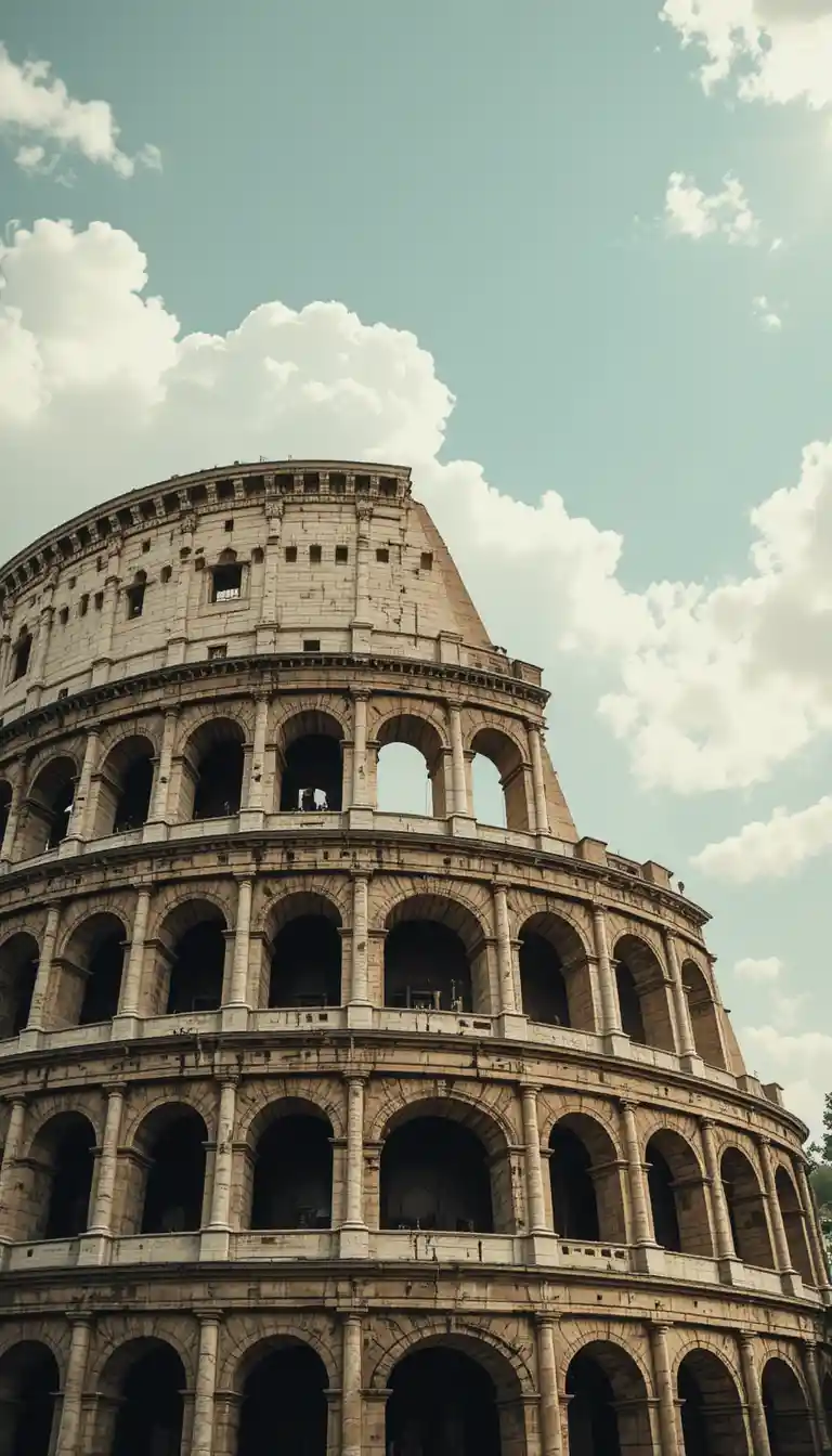 Vintage digital drawing of the ancient Colosseum in Rome