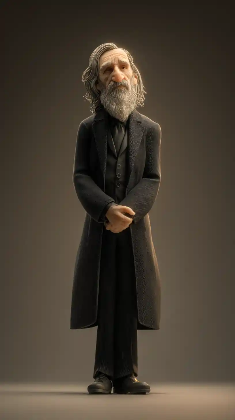 Figura de idoso barbudo em elegante terno preto