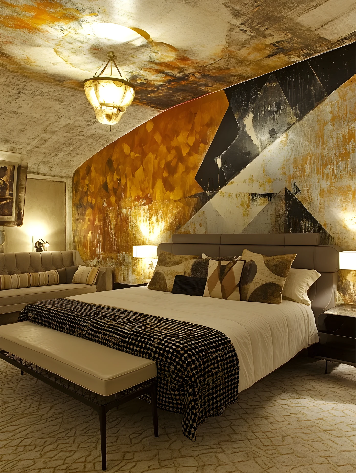 Accogliente Camera da Letto anni 1890 all’interno di un Murale di Arte Astratta