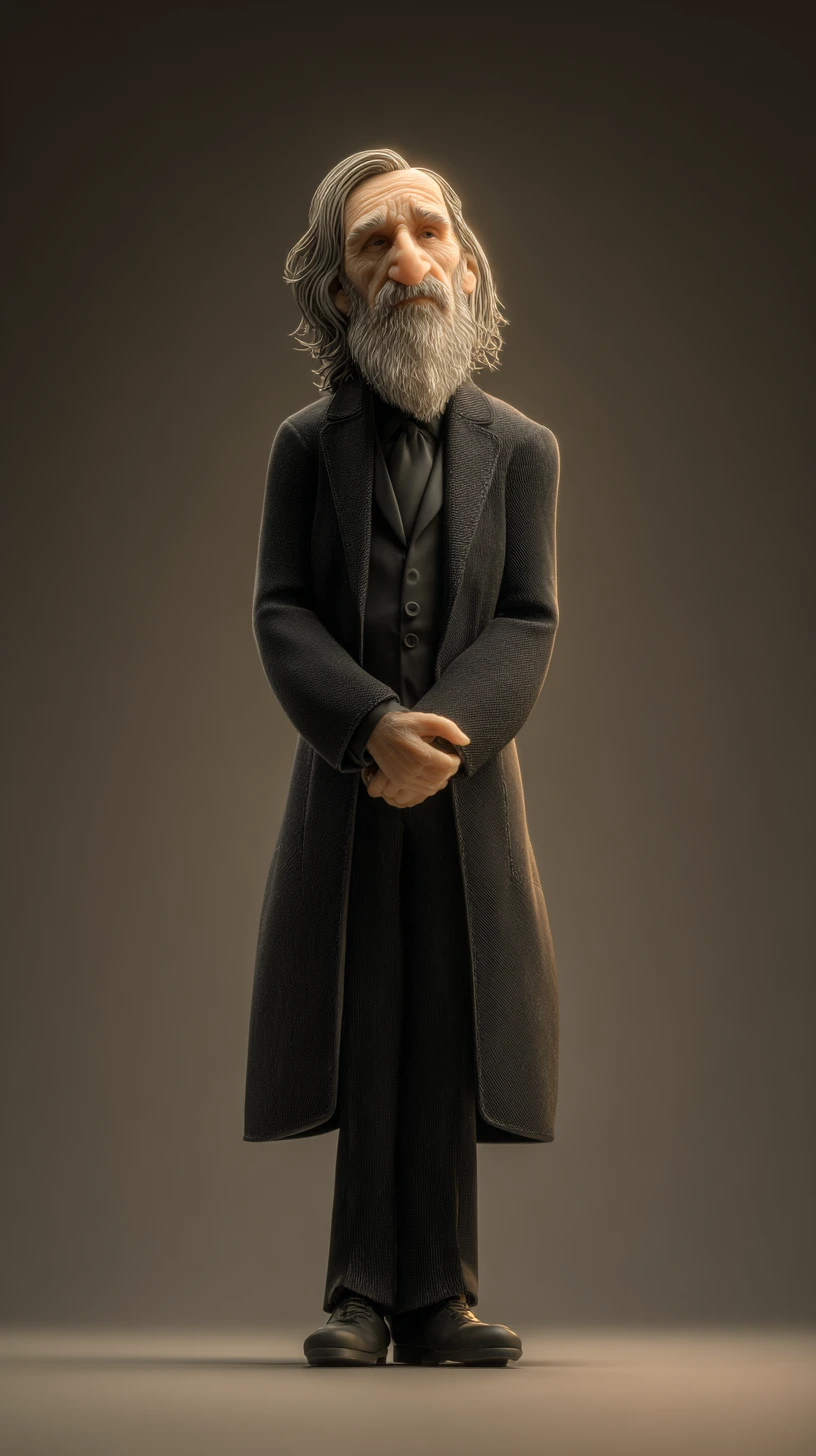 Figura de idoso barbudo em elegante terno preto