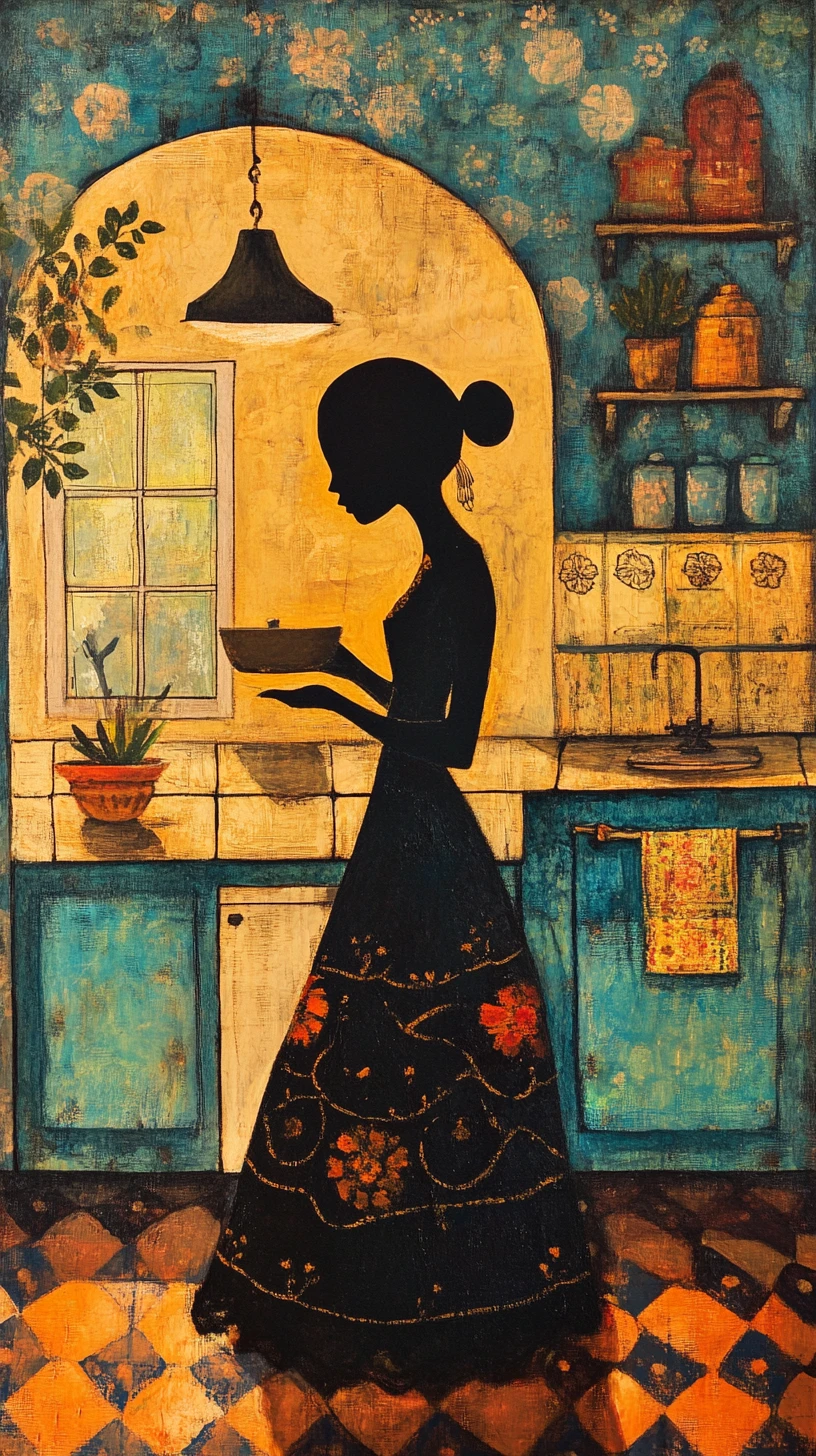 Traditionelle Küche in der Silhouette einer mexikanischen Frau