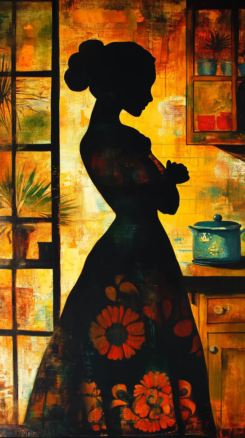Cuisine mexicaine traditionnelle dans la silhouette d’une femme, peinture