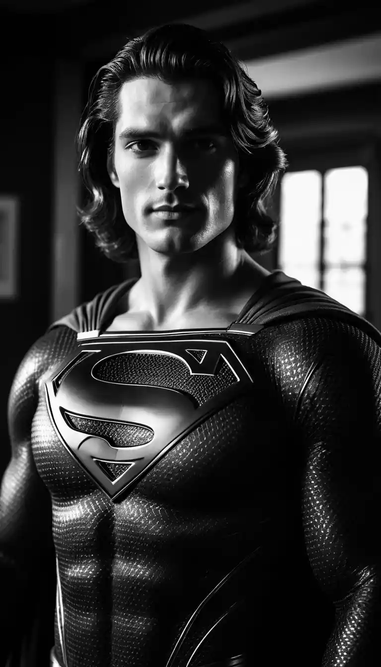 Seductive portrait of a charming man in superhero outfit