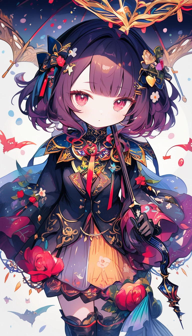 Adorable petit dragon chibi noir avec parapluie sous la pluie