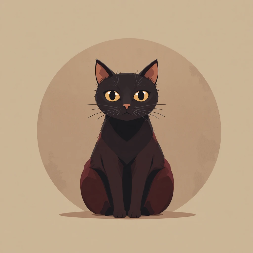 Illustration plate minimaliste d’un chat noir sur fond beige