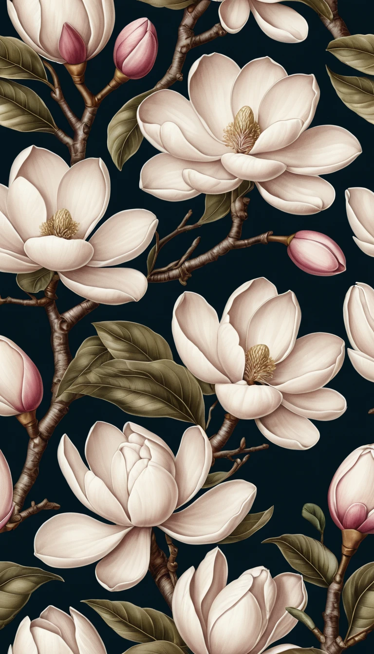 Graphic flyer with vector illustration of magnolia flowers