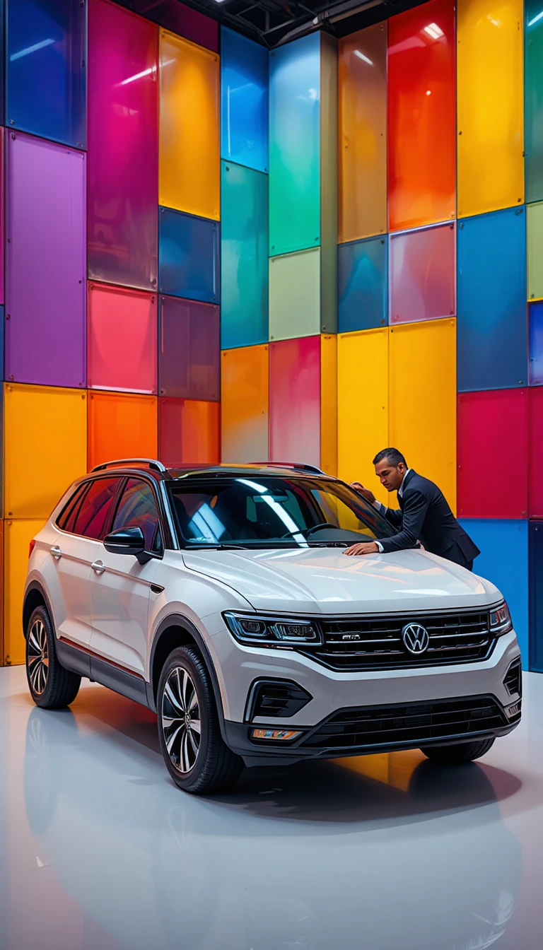 Technician applying ceramic protection to a modern SUV