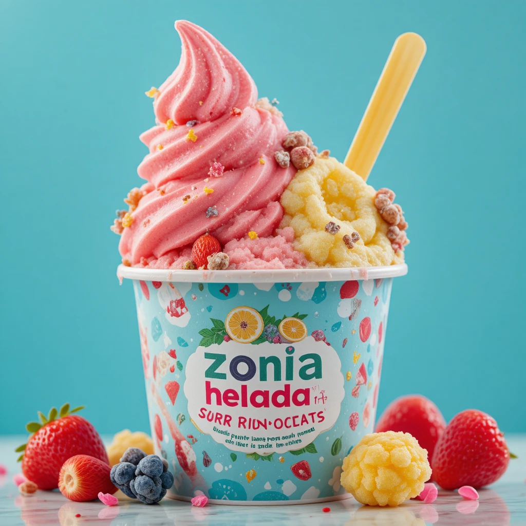 Logo per il brand di gelati Zona Helada con golose delizie