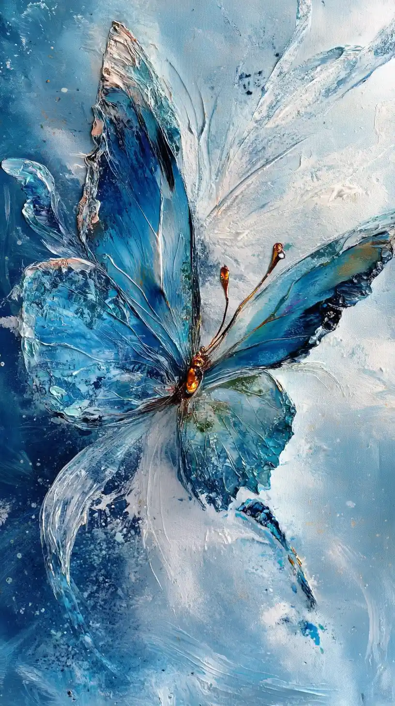 Abstrakter eisiger Schmetterling mit irisierenden Drachenschuppenflügeln
