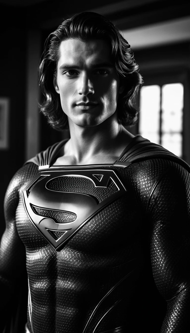 Seductive portrait of a charming man in superhero outfit