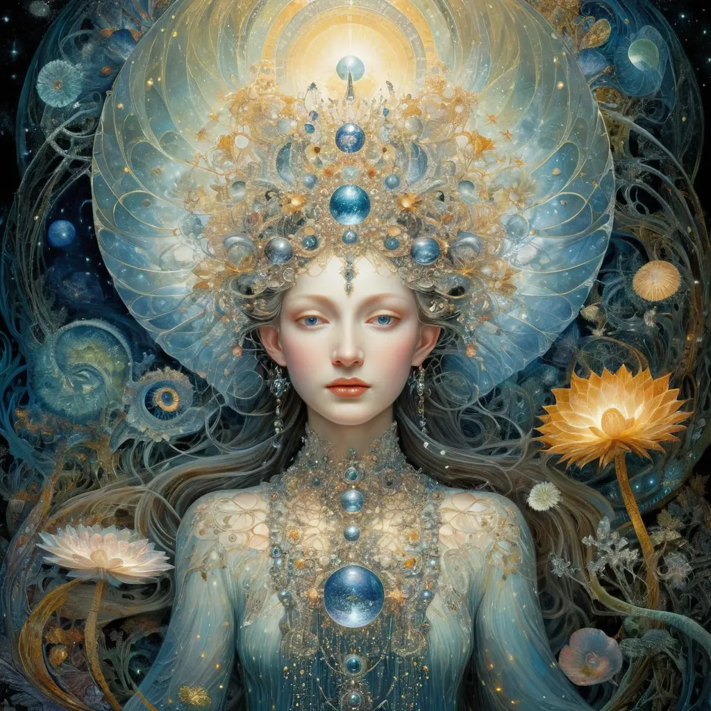 Vibrant divine fractal vision of interconnected existence