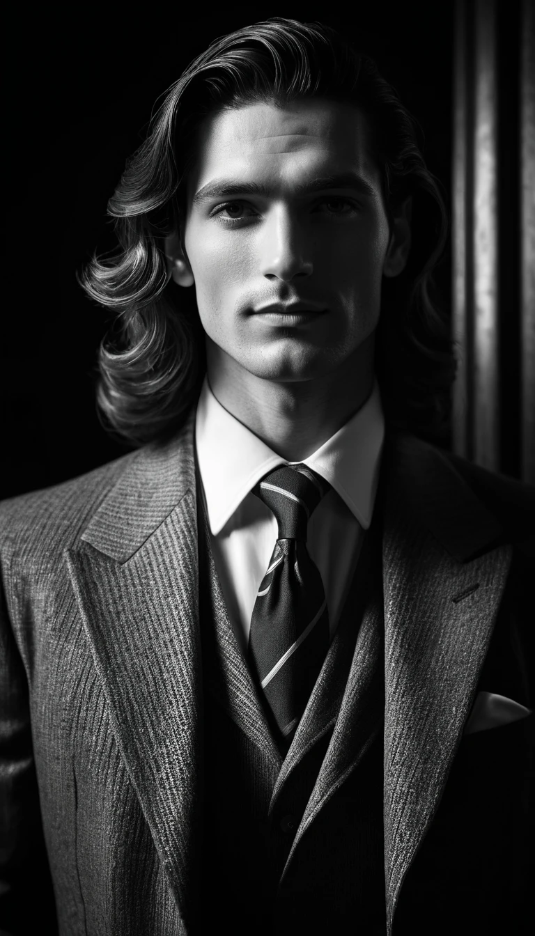 Charming European man in a classy superhero style portrait