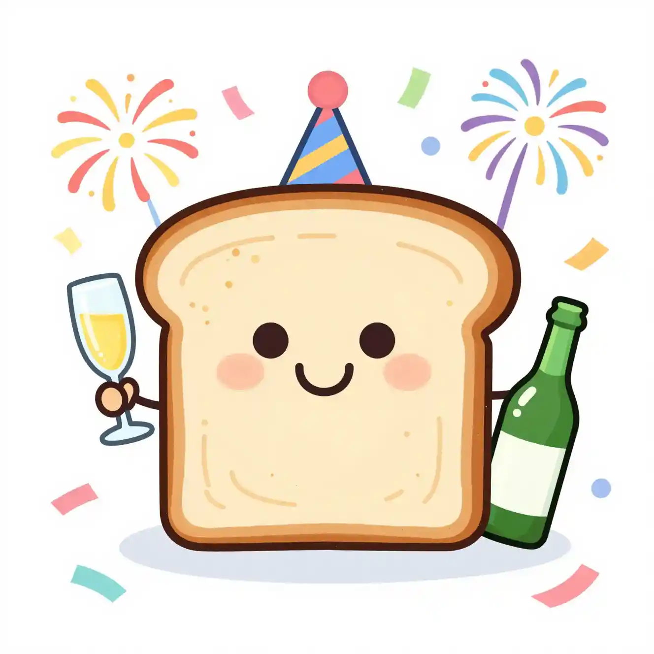 Lächelnder Party-Toast mit Champagner und buntem Konfetti