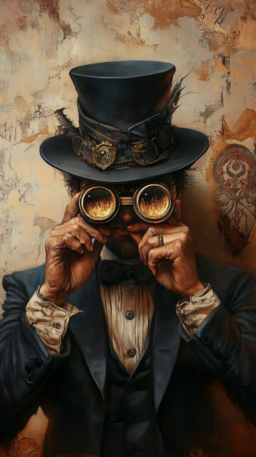 Surreal illusion of a sly mischievous bandit in disguise