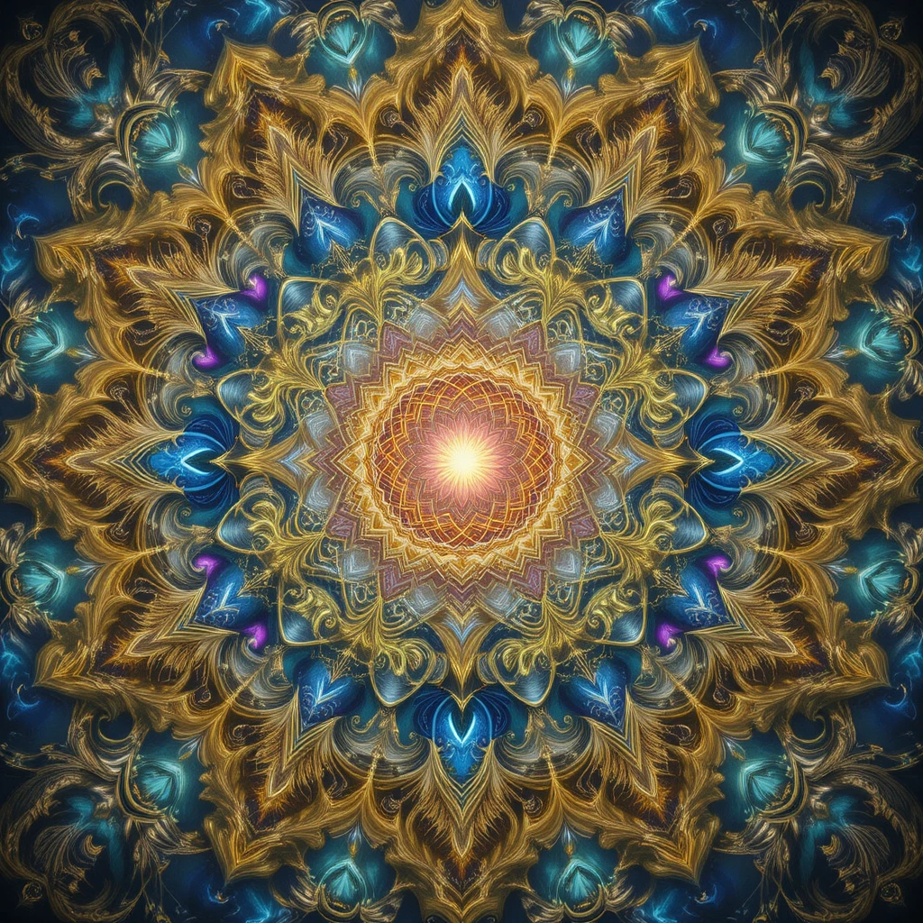 Vision fractale divine tissant nature, spiritualité et fantaisie