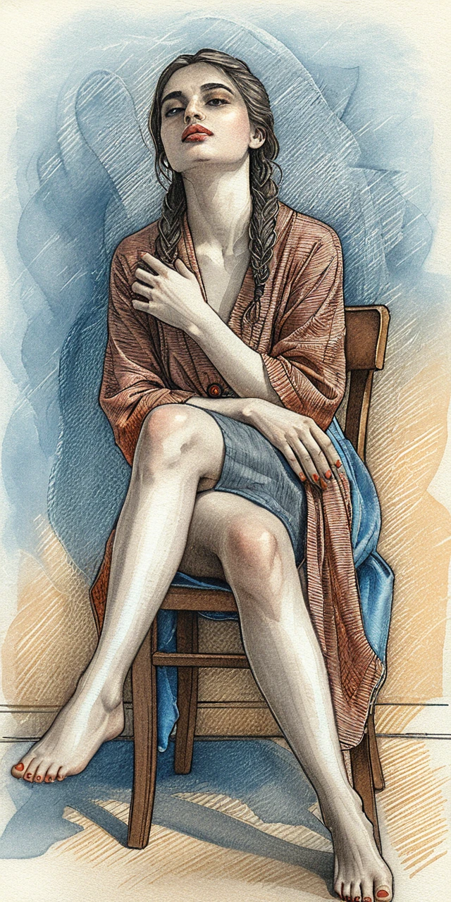 復古咖啡桌旁的紅色禮服優雅女子