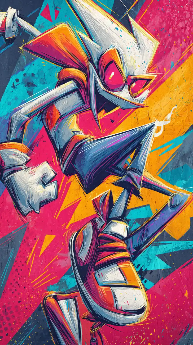 Personagem de desenho animado ousado em pose dinâmica e energética