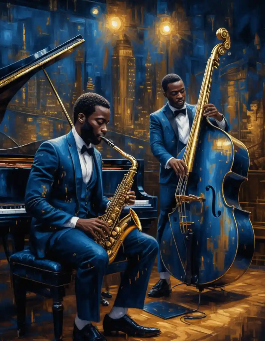 Elegant jazz musicians performing in a luxurious night club
