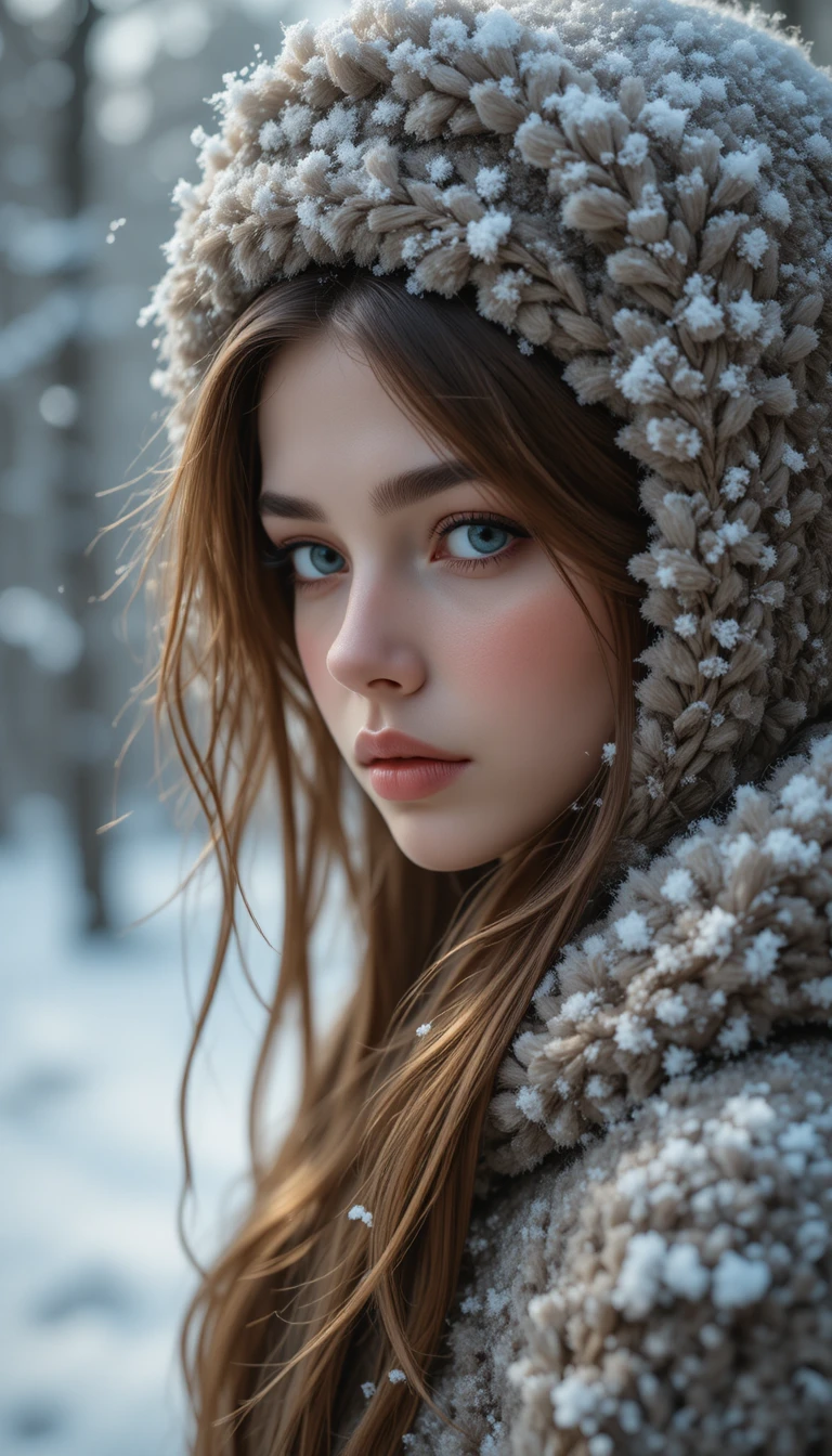 Portrait à l’huile de Ded Moroz et Snegourotchka dans la neige d’hiver