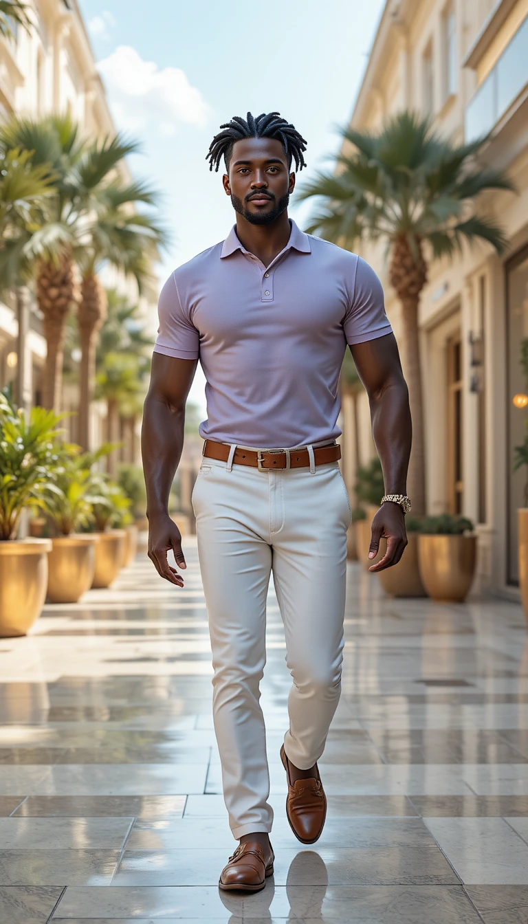 Confident stylish man walking in luxury outdoor mall
