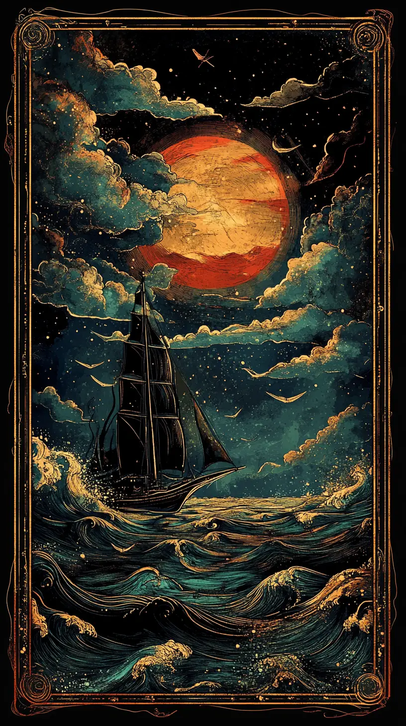 超現實抽象海景與大膽幾何線條