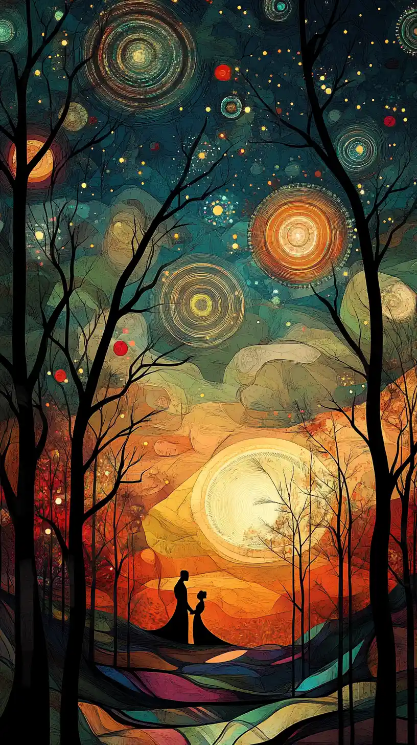 Whimsical Christmas fantasy landscape in vibrant comic colors